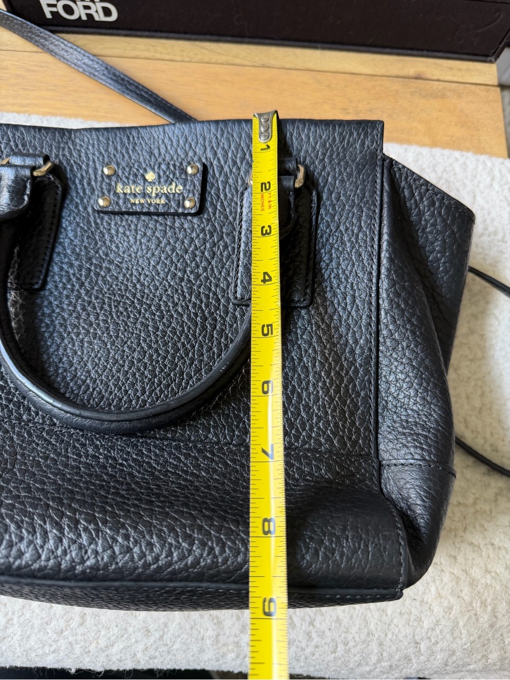 kate spade Black Pebbled Leather Satchel with Gold Hardware - Picture 9 of 14